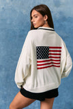 USA FLAG HALF ZIP SWEATER