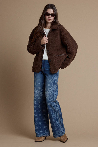 Reversible Faux Leather Sherpa Jacket