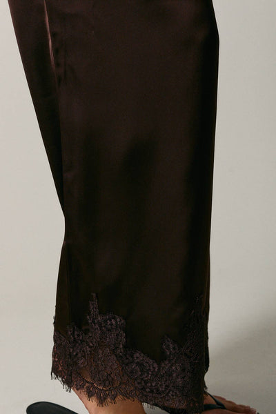 Lace Trim Stretch Pants