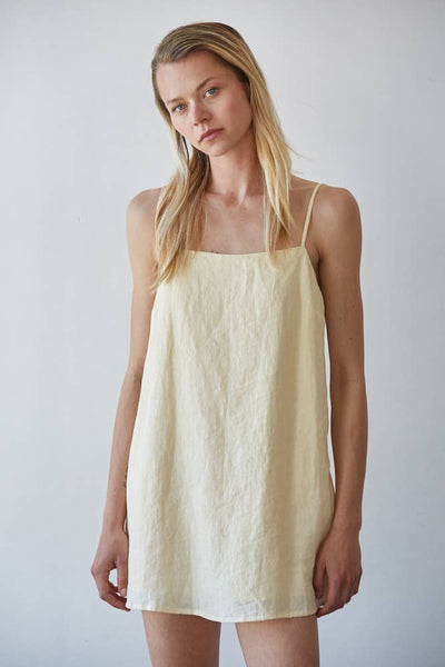 Simple Linen Mini Dress - Butter
