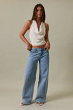COWL NECK HALTER KNIT TOP