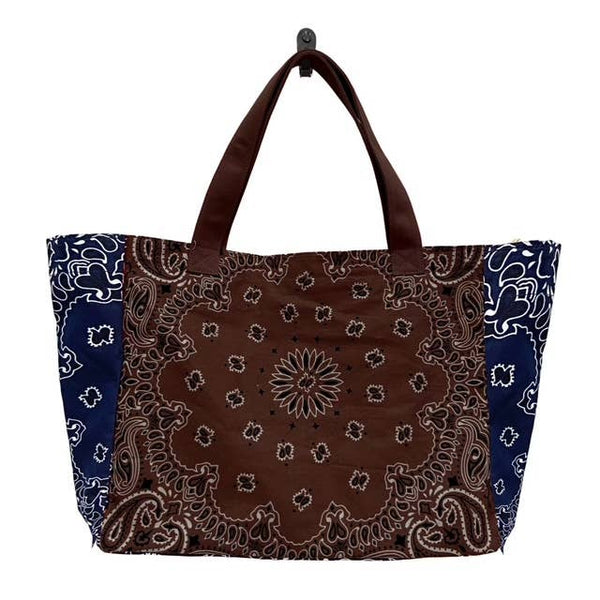 Bailey Bandana Tote - Brown/Navy