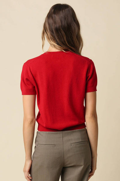 Maddie Cardigan in Red, back view