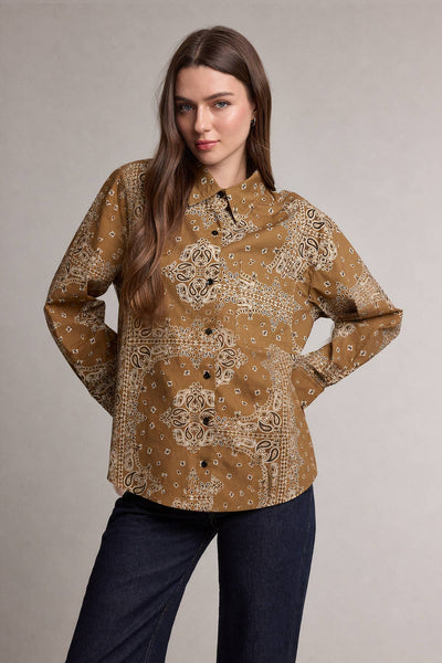 Bandana Print Button-Up Shirt