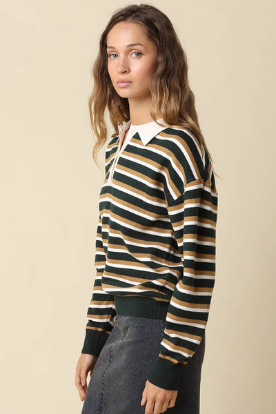 Belen Stripe Rugby Knit Sweater