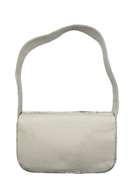 Blue Floral Beaded Shoulder Bag