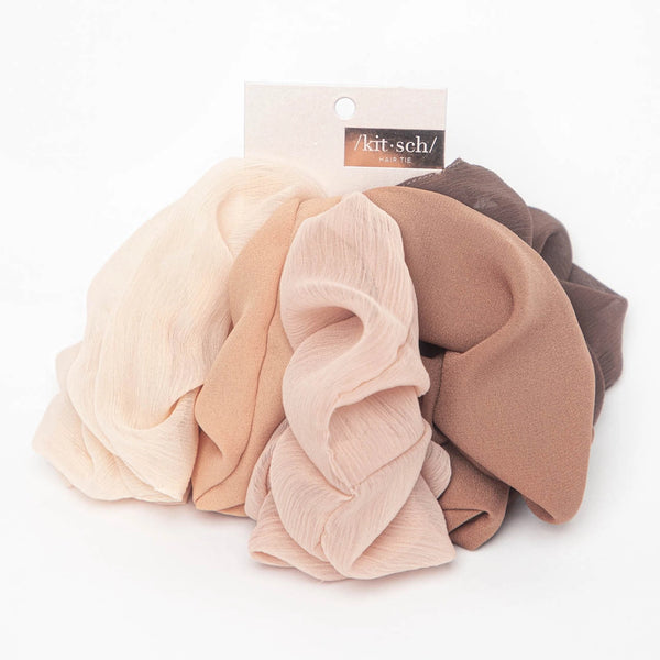 Crepe Scrunchies 5 Pack - Terracotta