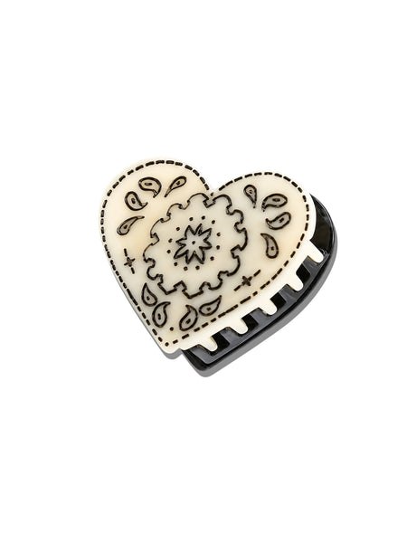 Paisley Heart Claw Clip
