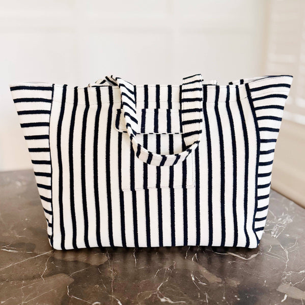 Jumbo Terry Cloth Striped Beach Bag