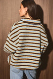 Collared Stripe Fleece Pullover