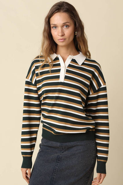 Belen Stripe Rugby Knit Sweater