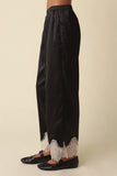 Quinn Lace Trim Satin Pants - Black Taupe