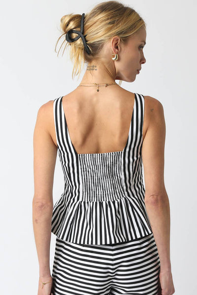Anna Striped Smocked Back Peplum Top