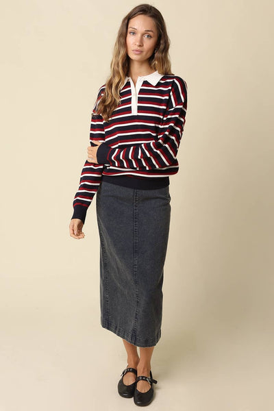 Belen Stripe Rugby Knit Sweater