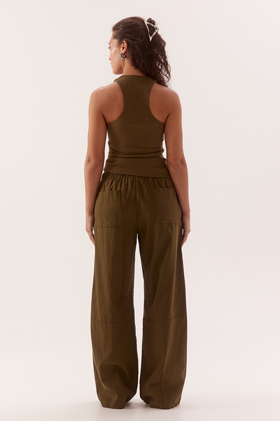 Lora Tank in Deep Khaki, back view