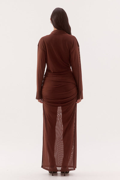 Selen Shirt in Mocha, back view