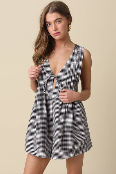 Hailey Gingham Tie-Front Romper
