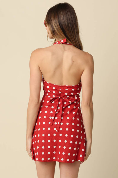 Rumi Polka Dot Halter Mini Dress
