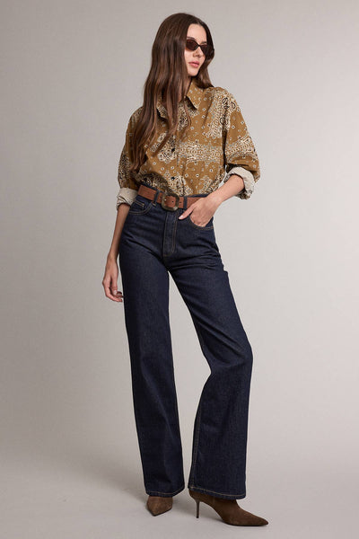 Bandana Print Button-Up Shirt