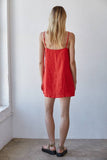 Simple Linen Mini Dress - Chili