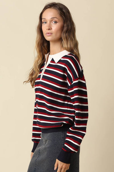 Belen Stripe Rugby Knit Sweater