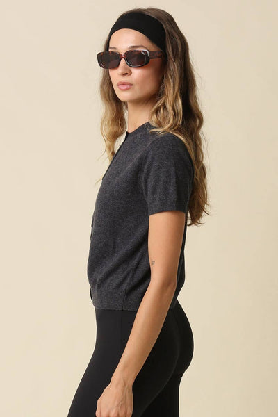 Maddie Cardigan in Dark Charcoal, side view