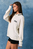 USA FLAG HALF ZIP SWEATER