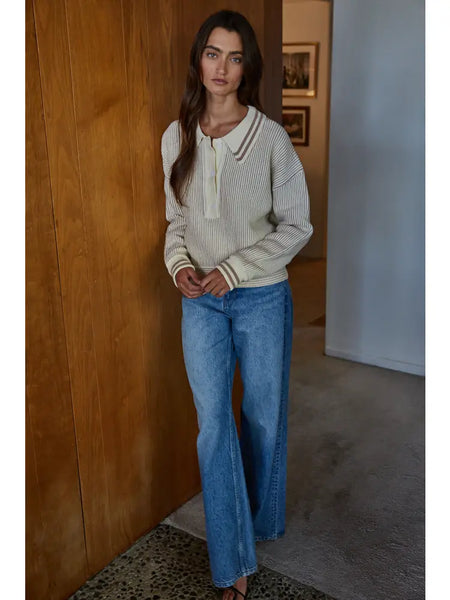 Ribbed Polo Sweater