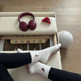 Red Wine & Grape Ruffle Grip Socks