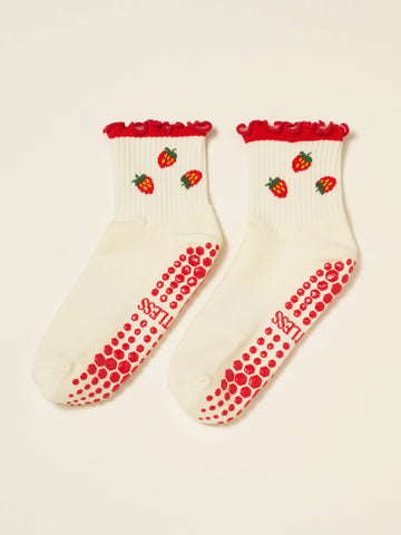 Strawberry Ruffle Pilates Sock