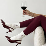 Red Wine & Grape Ruffle Grip Socks