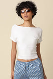 Angela Boat Neck Cinched Tee - Black