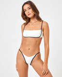 Ribbed Hazel Bikini Top - Cream-Black