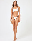 Ribbed Hazel Bikini Top - Cream-Black