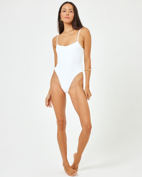 Ribbed Holly One Piece Swimsuit - White