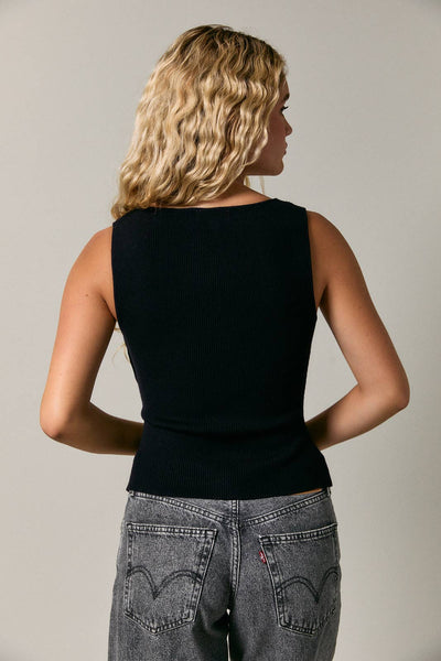 Boatneck Knit Sleeveless Top