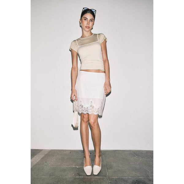 Odette Lace-Hem Midi Slip Skirt