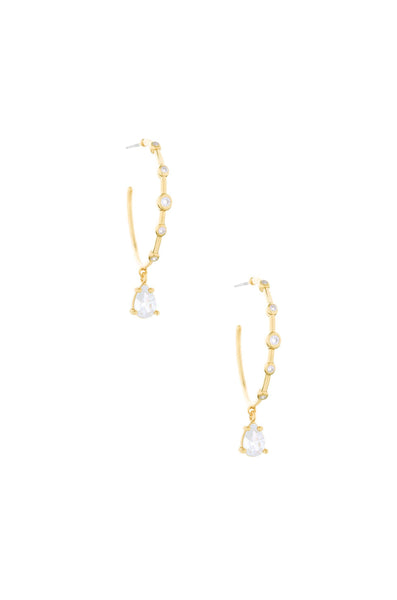 Delicate Crystal Charm Hoop Earrings