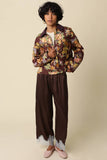 Quinn Lace Trim Satin Pants - Black Taupe
