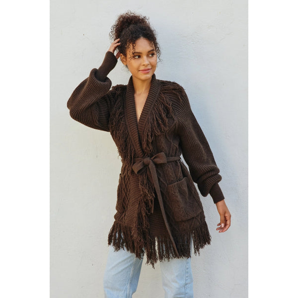 Cable Fringe Cardigan
