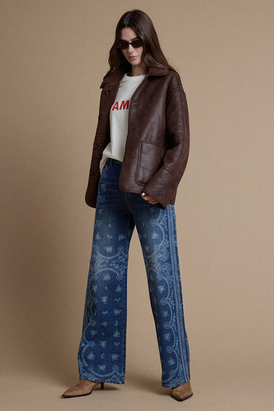 Reversible Faux Leather Sherpa Jacket