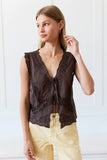Chocolate Lace Trim Top