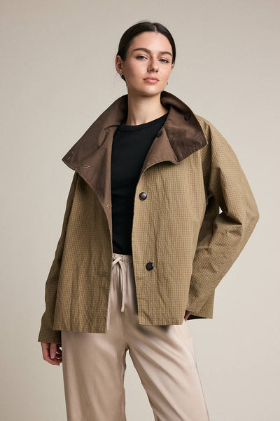 Reversible Plaid Button Jacket