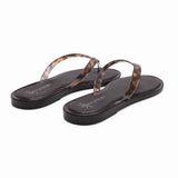 Sunwave Jelly Thong Sandal in tortoise, angled pair