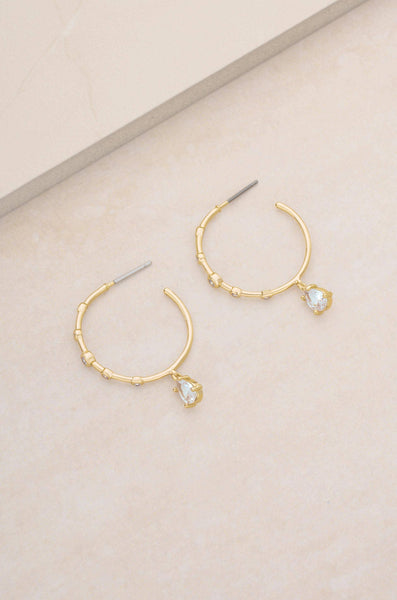 Delicate Crystal Charm Hoop Earrings