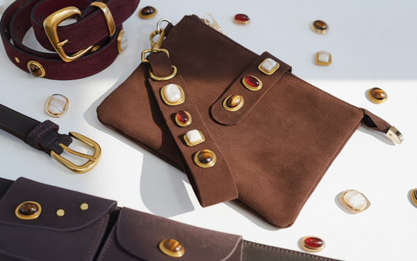 Gemstone Suede Wristlet & Keychain Set