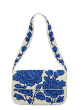 Blue Floral Beaded Shoulder Bag