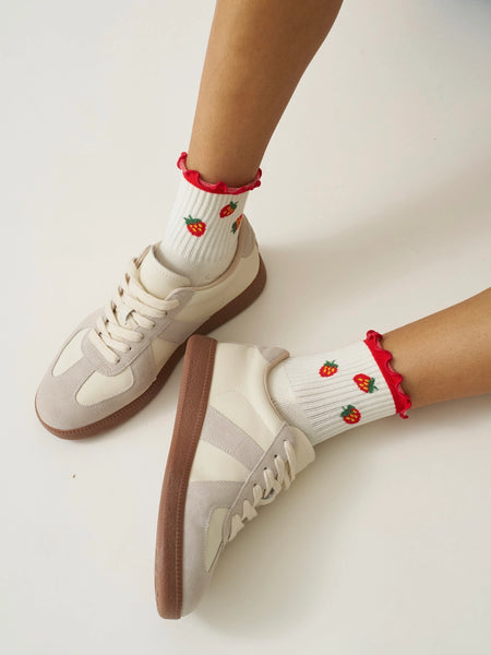 Strawberry Ruffle Pilates Sock
