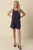 Lina Linen Shorts - Navy