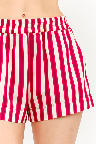 Arlette Red Striped Shorts